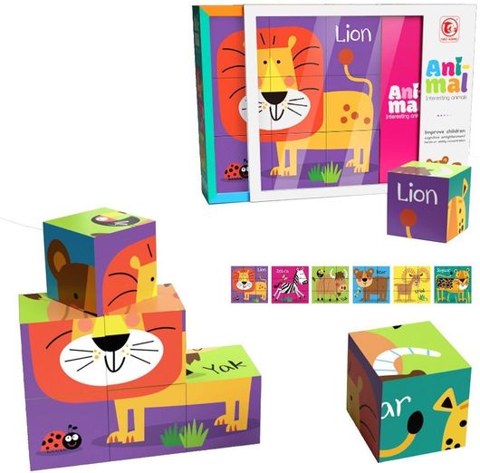 Κύβοι Toymarkt 6 σε 1 Ζωάκια 26x20x7cm Σετ 9τμχ για 3+ Ετών