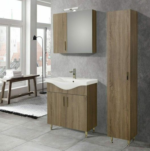 Πάγκος Μπάνιου Martin Siena 75 με Νιπτήρα & Καθρέπτη Μ72xΒ34xΥ83cm Sonoma