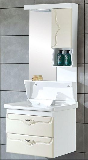 Πάγκος Gloria Italia 60 με Νιπτήρα & Καθρέπτη με Φως 56x45.5x45cm Μπεζ