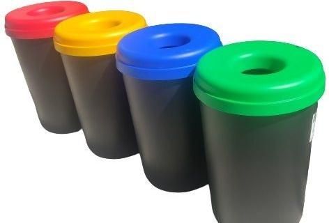 Επαγγελματικός Κάδος Ανακύκλωσης Viomes 316 Πλαστικός Σετ 4τμχ 60lt Μαύρο