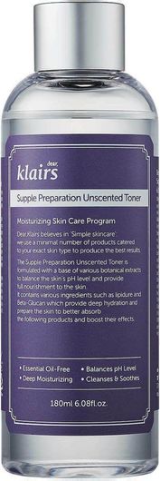 Toner Dear, Klairs Supple Preparation Unscented 180ml