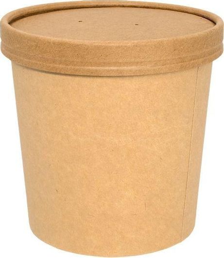 Κουτιά Σούπας Intertan QSX818 Kraft Στρογγυλά Χάρτινα 11.5x11.5x11cm Σετ 50τμχ
