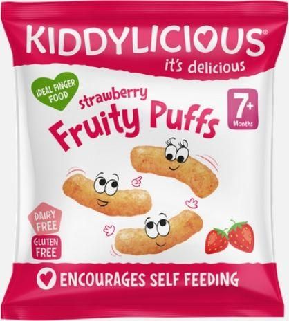Γαριδάκια Kiddylicious Fruity Puffs με Γεύση Φράουλα Χωρίς Ζάχαρη 10gr για 7+ Μηνών