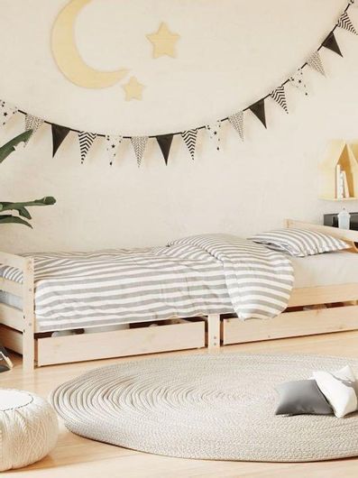 Παιδικό Κρεβάτι vidaXL Μονό με Αποθηκευτικό Χώρο για Στρώμα 80x200cm Μπεζ