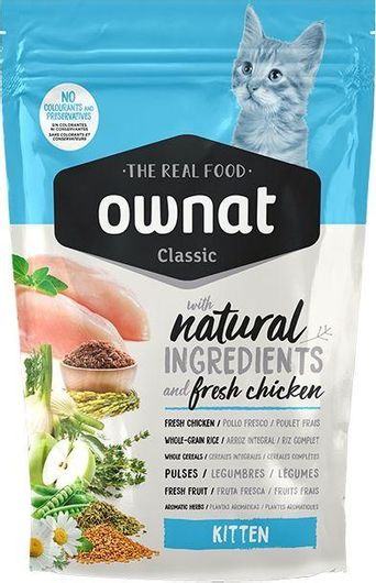 Ξηρά Τροφή Ownat Classic 0.4kg για Ανήλικες Γάτες με Κοτόπουλο & Καστανό Ρύζι 