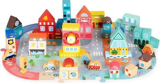 Τουβλάκια Ecotoys Ξύλινο Σετ 88τμχ