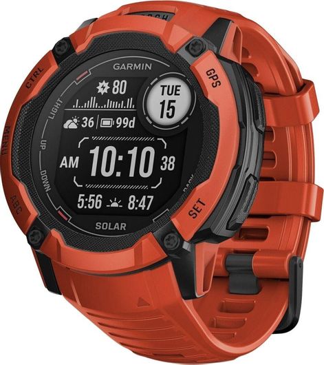 Garmin Instinct 2X Solar 50mm Αδιάβροχο Smartwatch με Παλμογράφο Flame Red