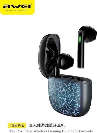 Awei T28 Pro Earbud Bluetooth Handsfree Ακουστικά με Θήκη Φόρτισης Ice Crack Blue