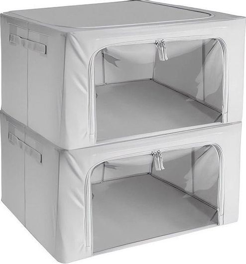 Θήκη Αποθήκευσης Ρούχων Ruhhy Υφασμάτινη Σετ 2τμχ 28x20x40cm Γκρι