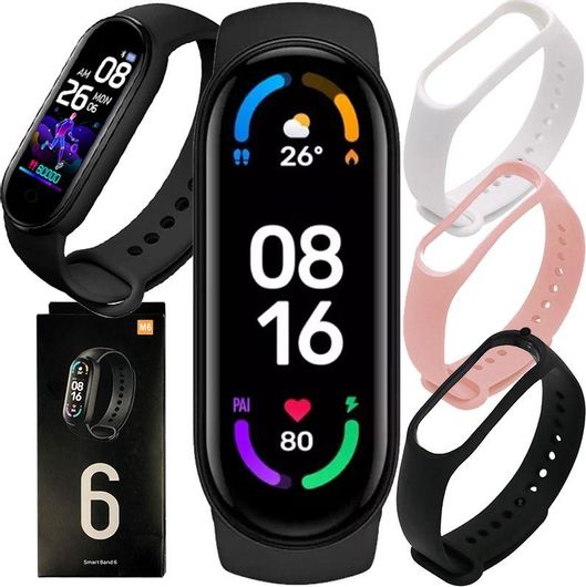 Activity Tracker M6 Smart Band με 3 Λουράκια με Παλμογράφο Μαύρο