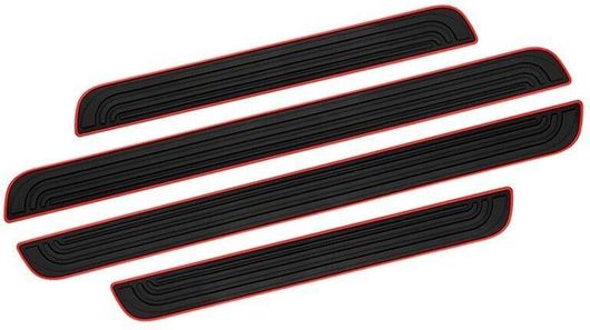 Μαρσπιέ Πόρτας Αυτοκινήτου Universal Εσωτερικά Διασκοσμητικά Σετ 4τμχ Μαύρο / Κόκκινο