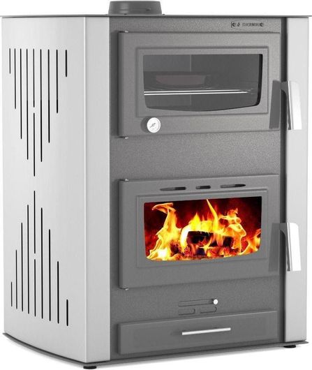 Ξυλόσομπα Thermiki ATS Hydro Masina 90-30 Χαλύβδινη Καλοριφέρ με Φούρνο 35kW Γκρι