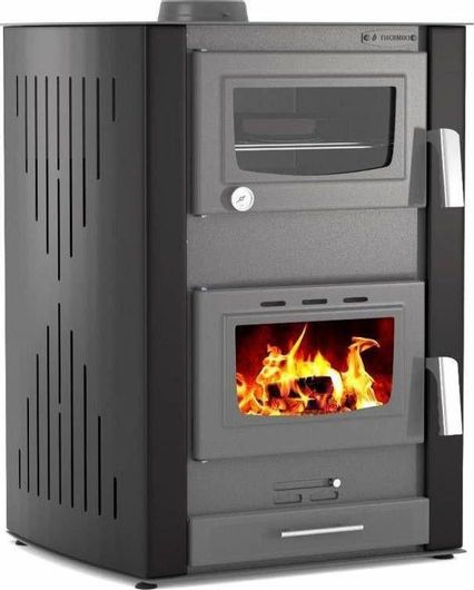 Ξυλόσομπα Thermiki ATS Hydro Masina 90-30 Χαλύβδινη Καλοριφέρ με Φούρνο 35kW Μαύρο