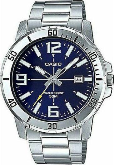 Ανδρικό Ρολόι Casio MTP-VD01D-2B με Μεταλλικό Μπρασελέ Ασημί