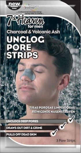 Μάσκα Προσώπου Montagne Jeunesse 7th Heaven For Men Charcoal & Volcanic Ash Unclog Pore Strips Σετ 3τμχ
