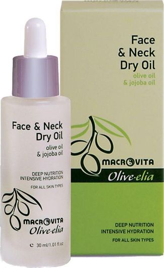 Λάδι Προσώπου & Λαιμού Olive-elia Macrovita Ξηρό  με Έλαιο Τζοτζόμπα 30ml