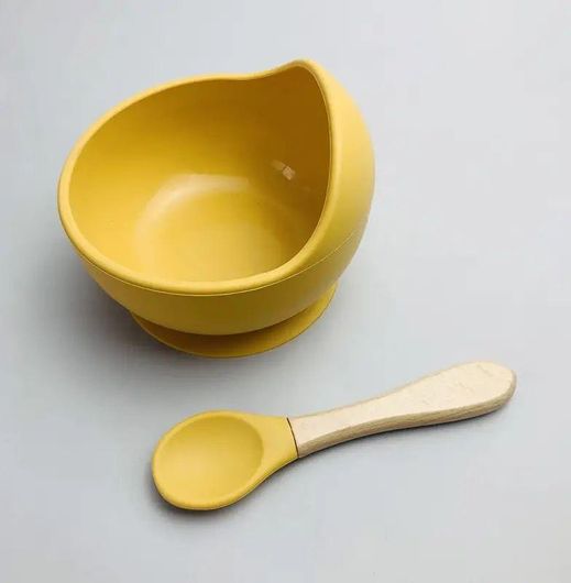 Παιδικό Σετ Φαγητού Σιλικόνης 2τμχ Κίτρινο