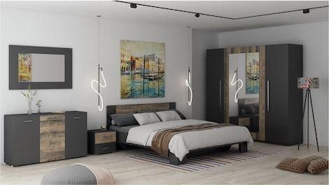 Κρεβάτια Davina Υπέρδιπλο Ξύλινο με Τάβλες για Στρώμα 160x200cm Γκρι