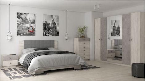 Κρεβάτια Alessia Υπέρδιπλο Ξύλινο με Τάβλες για Στρώμα 160x200cm Γκρι