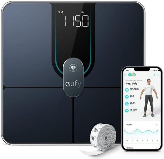Eufy Smart Scale P2 Pro Smart Ζυγαριά με Λιπομετρητή σε Μαύρο χρώμα