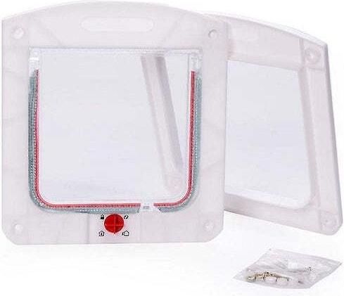 Πόρτα Σκύλου & Γάτας Πλαστικό με Κλειδαριά 4 Κατευθύνσεων 20.3x20.3x20.3cm Λευκό