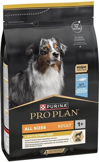 Pro Plan Light / Sterilised 3kg Ξηρά Τροφή Διαίτης για Ενήλικους Στειρωμένους Σκύλους με Ψάρια