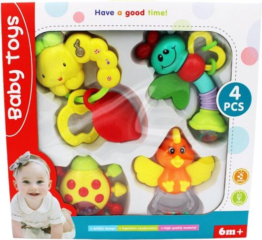 Κουδουνίστρες Baby Toys Σετ 4τμχ για 6+ Μηνών