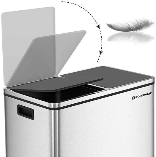 Κάδος Απορριμμάτων Songmics Διπλός Inox με Πεντάλ 60lt Ασημί