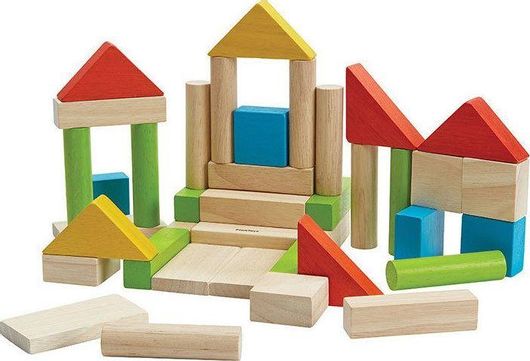 Τουβλάκια Plan Toys Χρωματιστά Ξύλινα για 18+ Μηνών Σετ 40τμχ