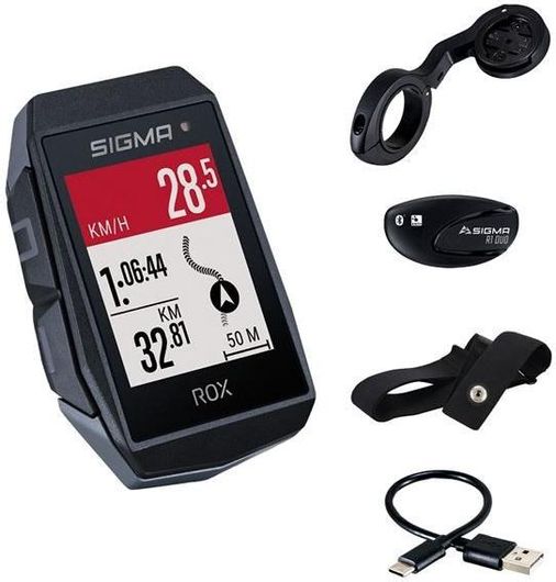 Κοντέρ Ποδηλάτου Sigma Sport με Παλμογράφο & GPS Rox 11.1 Evo Hr Set Μαύρο