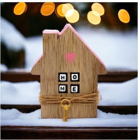 Γούρι Επιτραπέζιο Χειροποίητο Ξύλινο Σπιτάκι 1EPX953