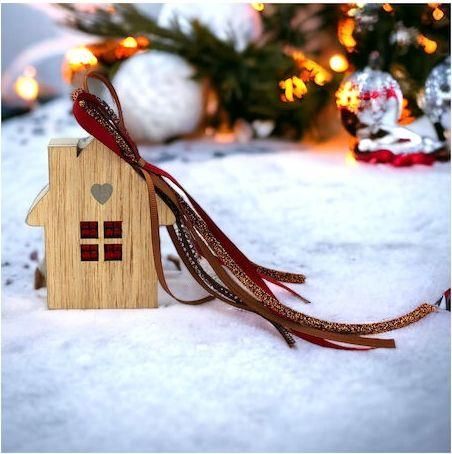 Γούρι Επιτραπέζιο Χειροποίητο Ξύλινο Σπιτάκι 1EPX949