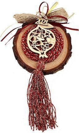 Γούρι Χειροποίητο Ξύλινος Κορμός Ρόδι 1EPX314