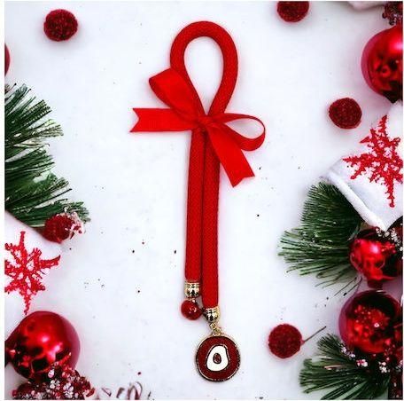 Γούρι Χειροποίητο με Μεταλλικό με Σμάλτο Στοιχείο Μάτι & Κουδουνάκι 1EPX932