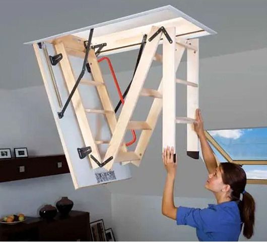 Σκάλα Οροφής Fakro 21-16-178-3 Πτυσσόμενη με 3 Σπασίματα Ξύλινη 120x60cm Μπέζ