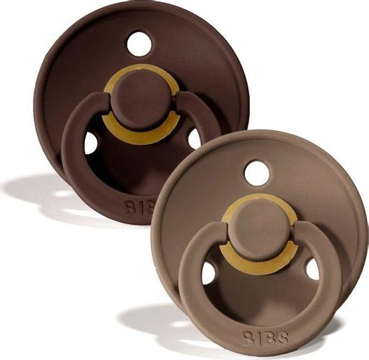 Πιπίλες Bibs Colour Mocha & Dark Oak Καουτσούκ για 0-6 Mηνών Σετ 2τμχ Καφ'ε