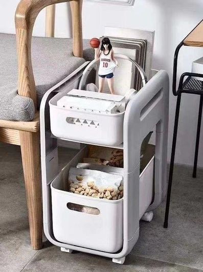 Τρόλει Κουζίνας Lalos Monaco Πλαστικό Λευκό 2 Θέσεων 38x25.5x48.5cm