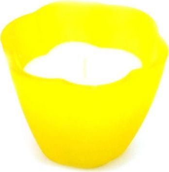 Κηροπήγιο D22-13 με Κερί σε Σχήμα Λουλούδι 8x7cm Κίτρινο