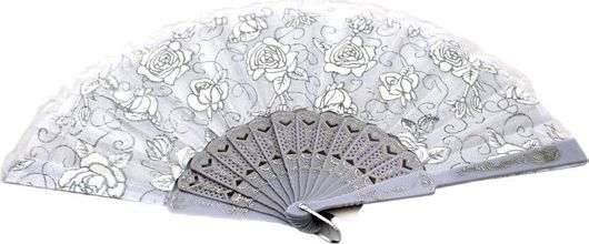 Βεντάλια με Ασημί Λεπτομέρειες 1MOD18 Λευκό