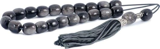 Κομπολόι από Οψιδιανό Βαρελάκι Γκρί