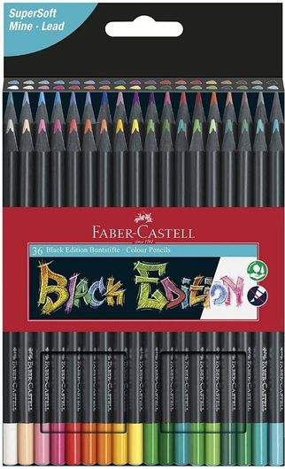 Ξυλομπογιές Faber Castell Black Edition Σετ 36τμχ Διάφορα Χρώματα