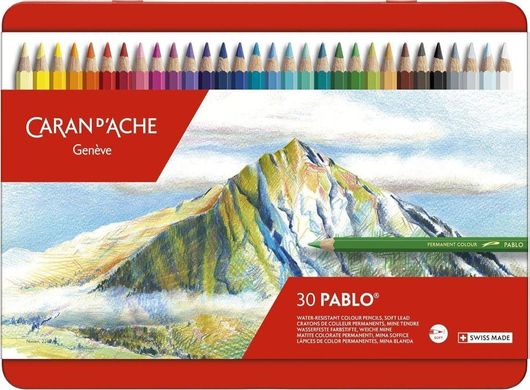 Ξυλομπογιές Caran D'Ache Pablo 3.8mm Σετ 30τμχ Διάφορα Χρώματα