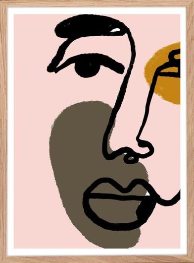 Αφίσα Abstract pink face σε Φυσική Κορνίζα Ξύλου Αγιούς 20x30cm