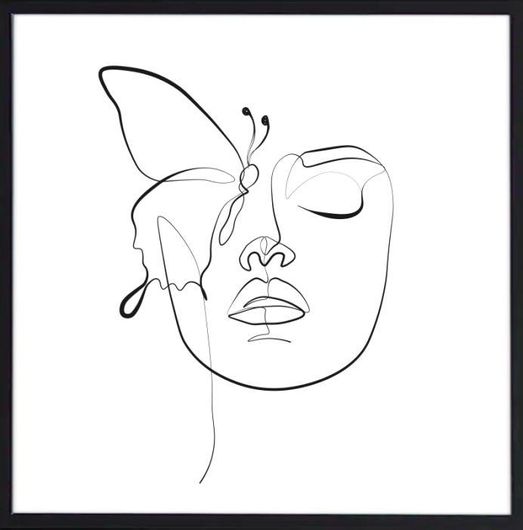 Αφίσα Butterfly face σε Μαύρη Κορνίζα Ξύλου Πεύκου 20x20cm
