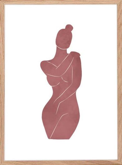 Αφίσα Γυμνή γυναίκα σε πόζα σε Φυσική Κορνίζα Ξύλου Αγιούς 60x90cm