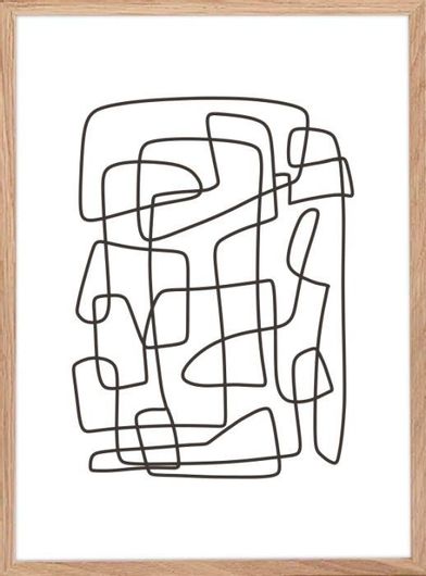 Αφίσα Αφηρημένα γραμμικά σχέδια σε Φυσική Κορνίζα Ξύλου Αγιούς 15x20cm