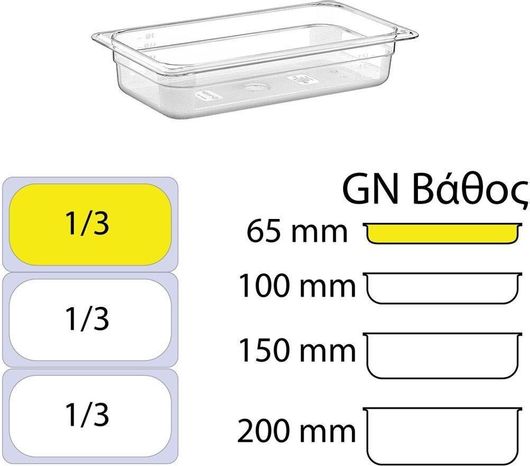 Σκεύος Gastronorm Ready Πολυκαρμπονικό GN με Βάθος 65mm