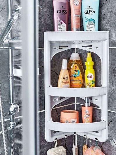 Ραφιέρα Μπάνιου Viosarp B009 Γωνιακή Επιτοίχια Πλαστική με 3 Ράφια 30.5x20x56cm Λευκό