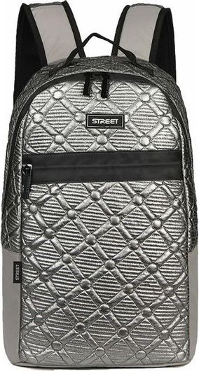 Σχολικές Τσάντες Γυμνασίου - Λυκείου Fashion Street Shiny Silver Metallic 30.5x16x45cm