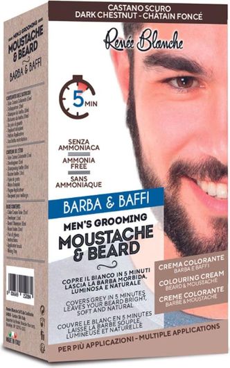 Βαφή για Γενειάδα & Μουστάκι Renee Blanche Barba & Baffi Χωρίς Αμμωνία Καστανό Σκούρο